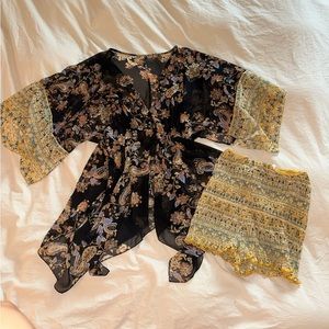 Free People Intimately Dream State Set Blouse + Shorts